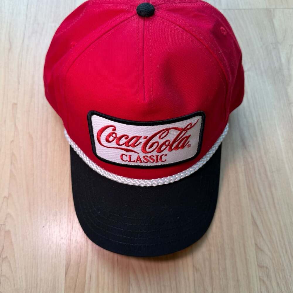 American Needle Coca-Cola Classic Trucker Snapback Hat Red Black Rope
